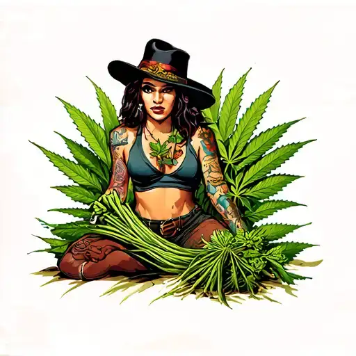 Gangster Woman Harvesting Cannabis