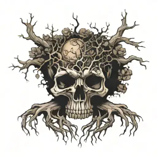 Tree Roots Growing Through Skull