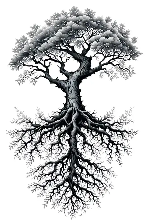 Gaelic Rowan Tree With Roots Extending