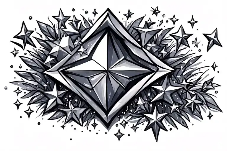 Stars And Diamonds Sparkles Scattered Across Chest