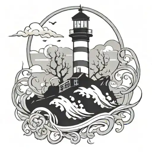 Ghostly Lighthouse Simple Vines