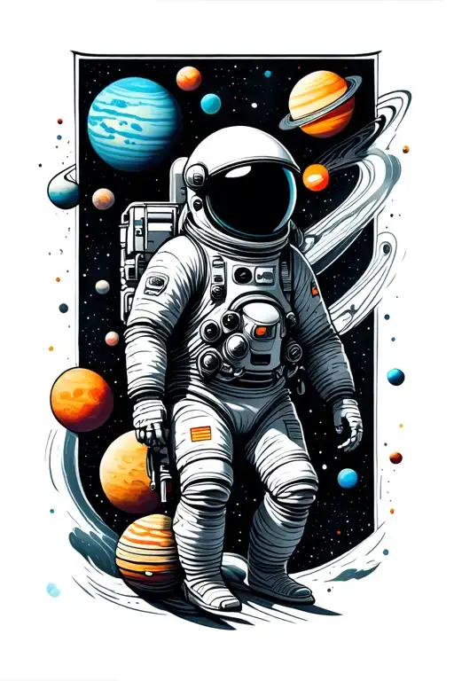 Astronaut Exploring Solar System