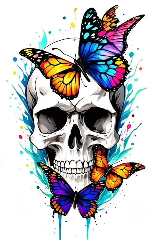 Skulls And Butterflies Exploding
