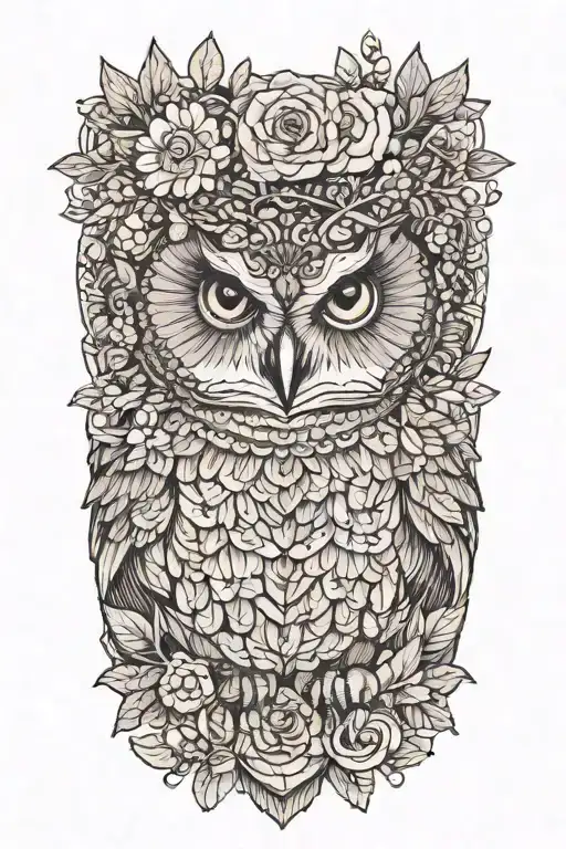 Owl Wearing Wildflower Crown