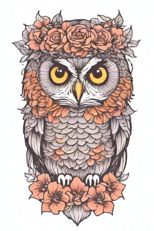 Owl Wearing Wildflower Crown