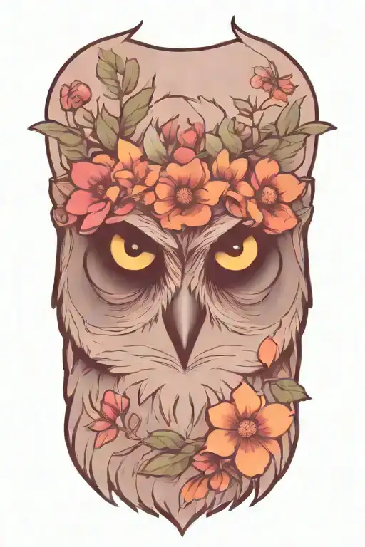 Owl Wearing Wildflower Crown