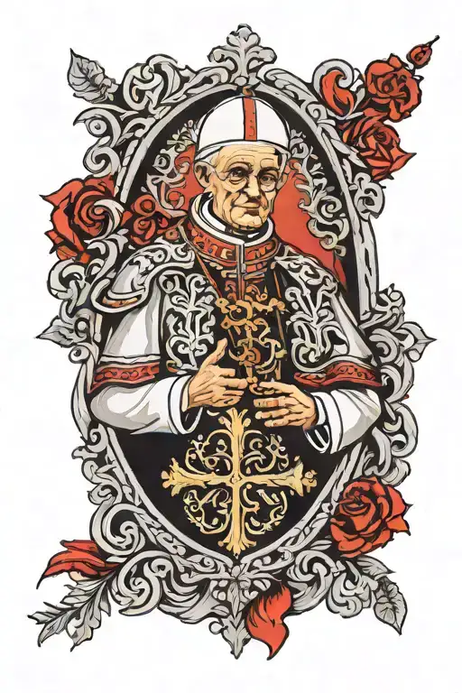 The Pope John Paul With The Polish Flag Intertwined