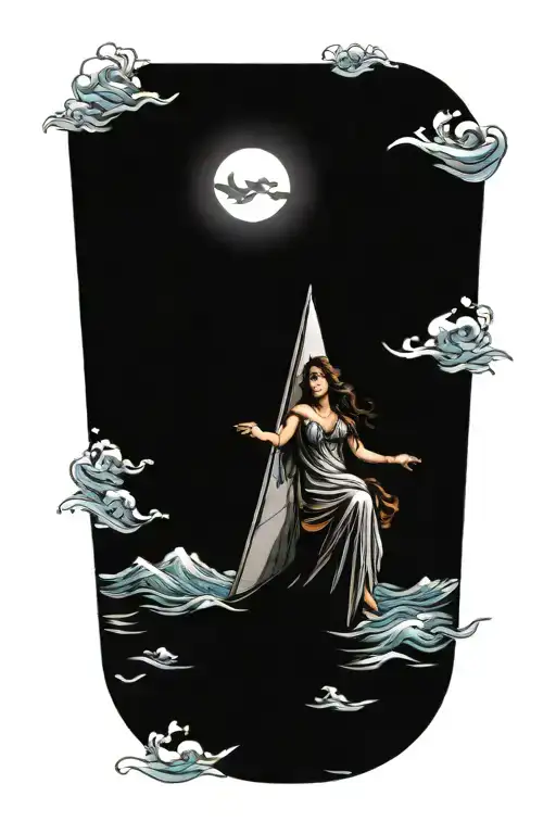 Goddess Incorporate Blue High Tide And Sail Boat