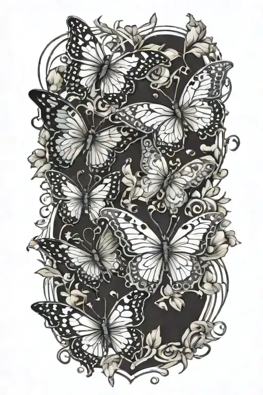 Floral Patterns Intertwined Hearts And Butterflies