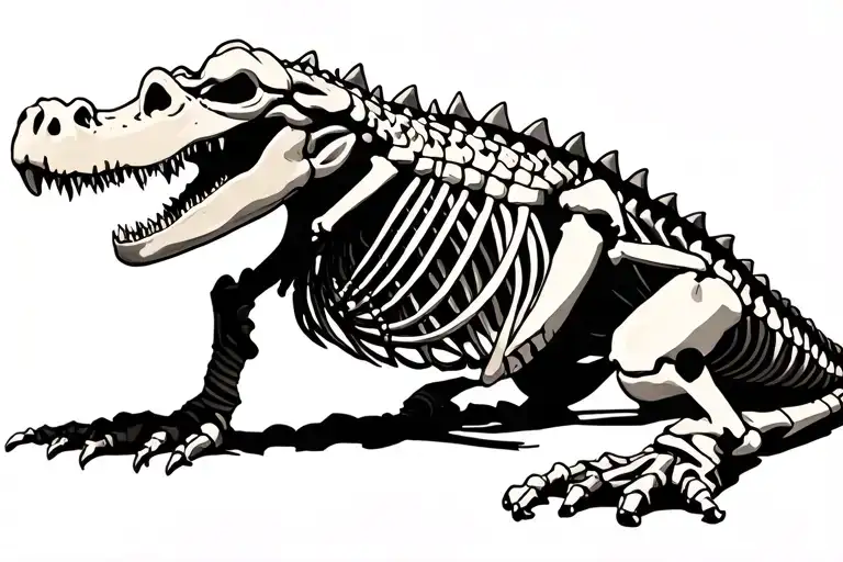 Aligator Skeleton Full Length With Some Flesh