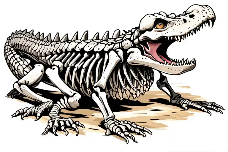 Aligator Skeleton Full Length With Some Flesh