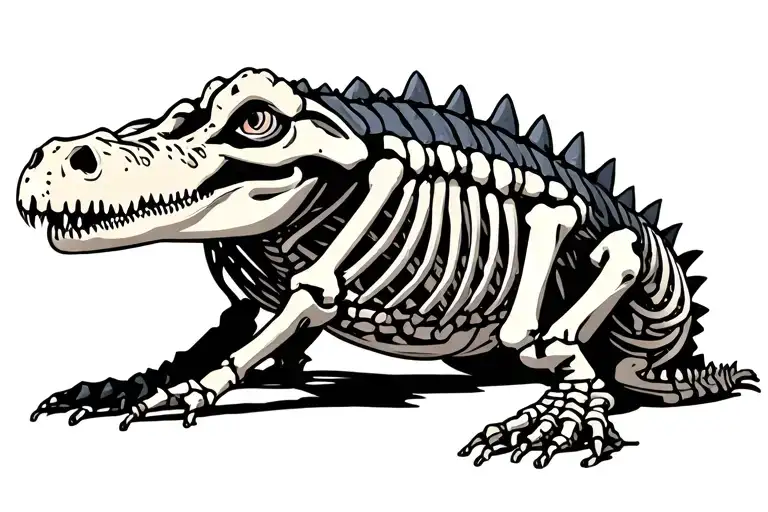 Aligator Skeleton Full Length With Some Flesh