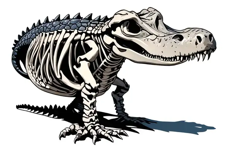 Full Alligator Skeleton With Flesh