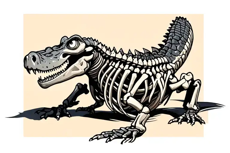 Aligator Skeleton Full Length With Some Flesh