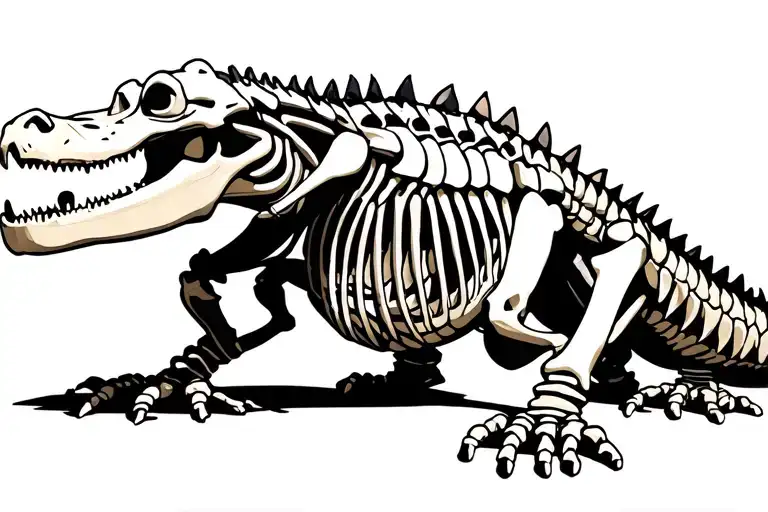Aligator Skeleton Full Length With Some Flesh