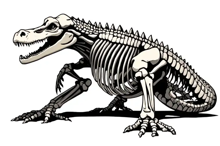 Aligator Skeleton Full Length With Some Flesh