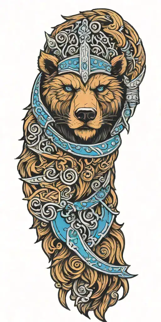 Viking Bear With Blue Eyes