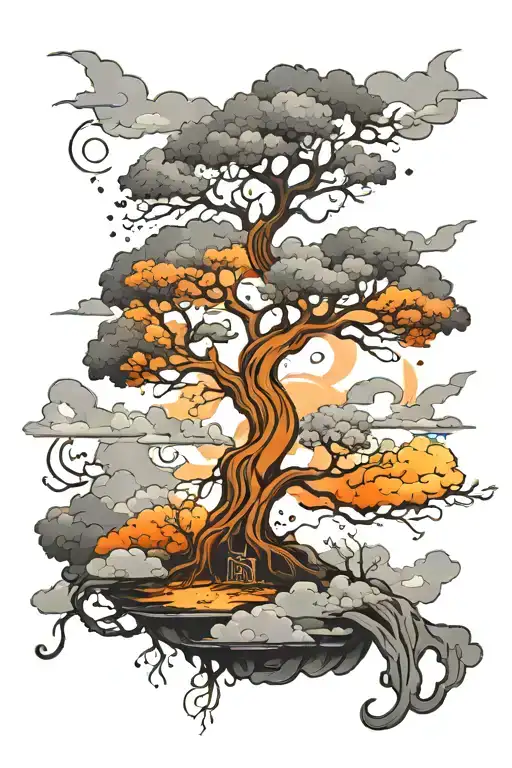 Magic Tree With Clouds Above