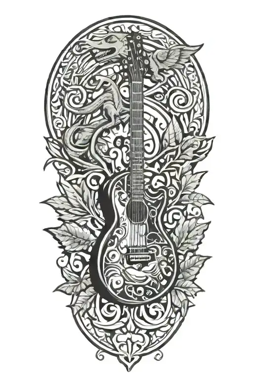 Guitar And Christmas And Leaves And Games And Fighting And Fun And Dinosaur