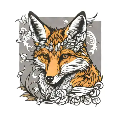 Fox With Angel Wings And Butterfly On Nose