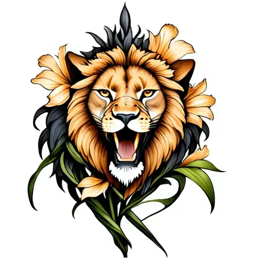 Gladiolus Flower With Leo Symbol Incorporating Elements