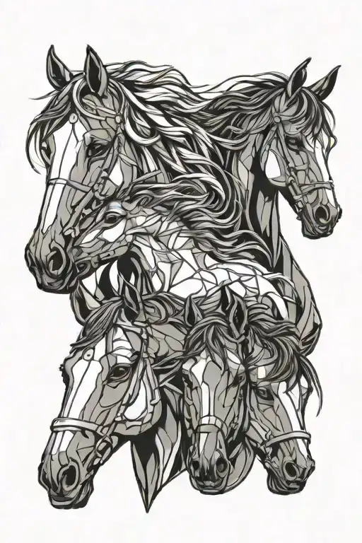 Outline Fine Line Horses Face