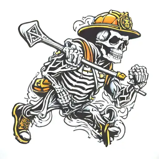 Firefighter Golfing Skeleton
