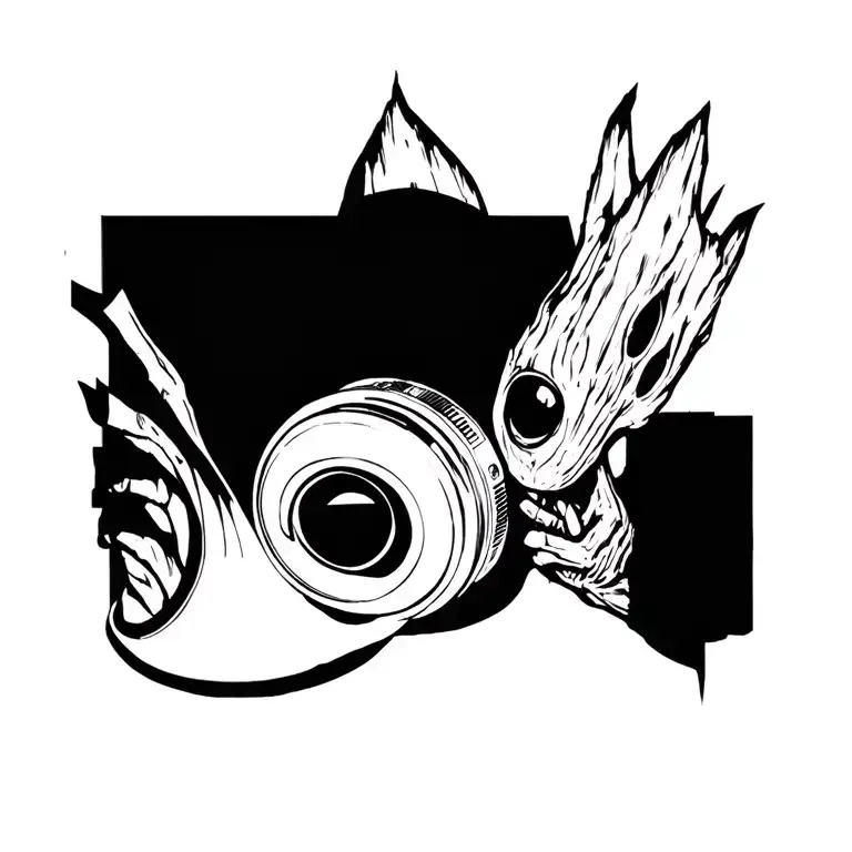 Baby Groot And Camera Lens