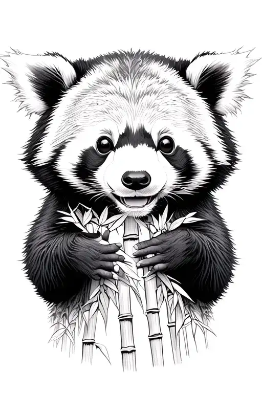 Red Panda Eating Bamboo Forest