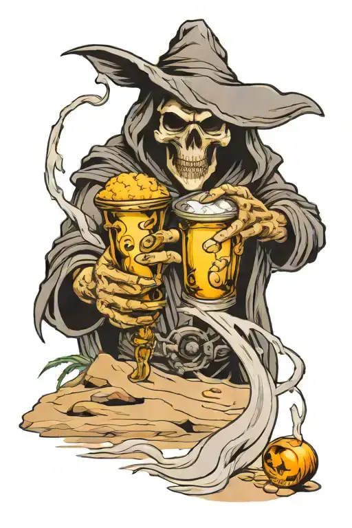 Reaper Holding Hour Glass With Sand