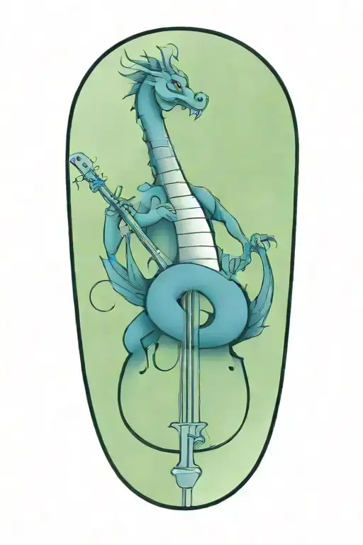 Dragon Curled Around An Upright Bass