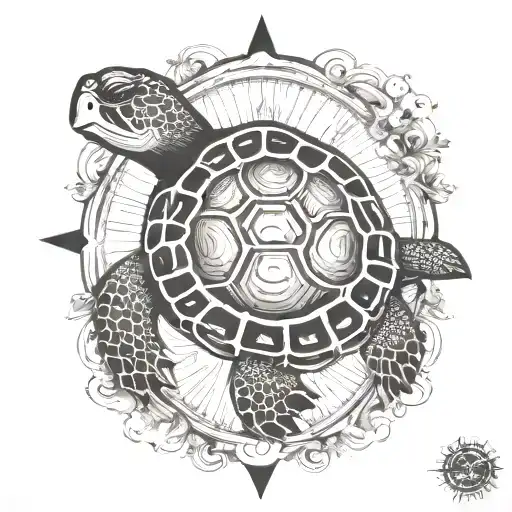 Turtle With Sun And Moon In Shell