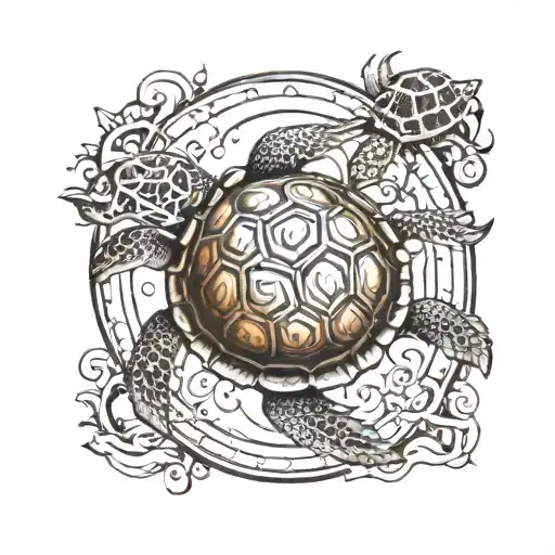 Turtle With Sun And Moon