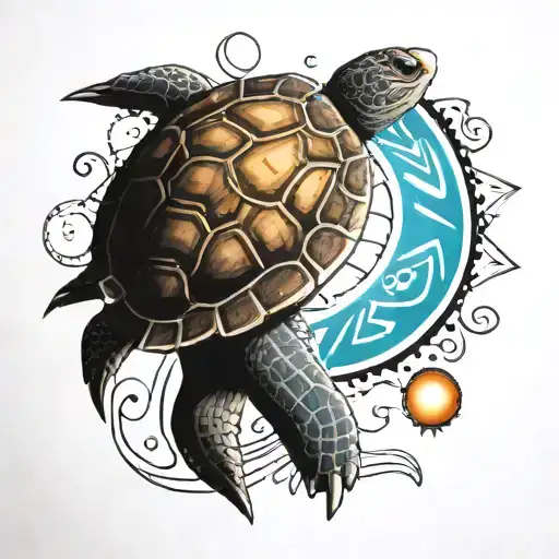 Native American Turtle With Sun And Moon