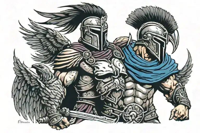 Spartan Warrior With Ravens