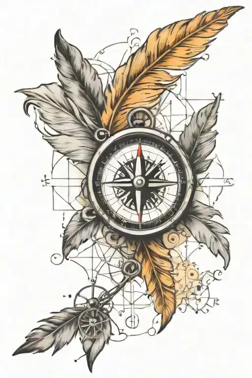 A Map Grid With A Compass And A Feather Pin