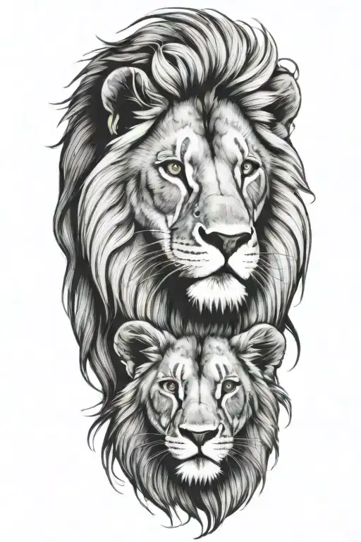 Lion With A Cub On His Head