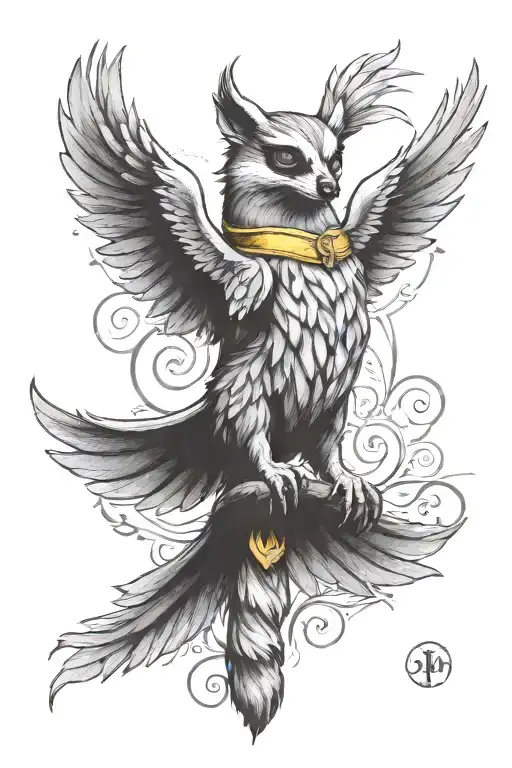 Harry Potter Themed Tattoo Design Featuring Huffelpuff Badger