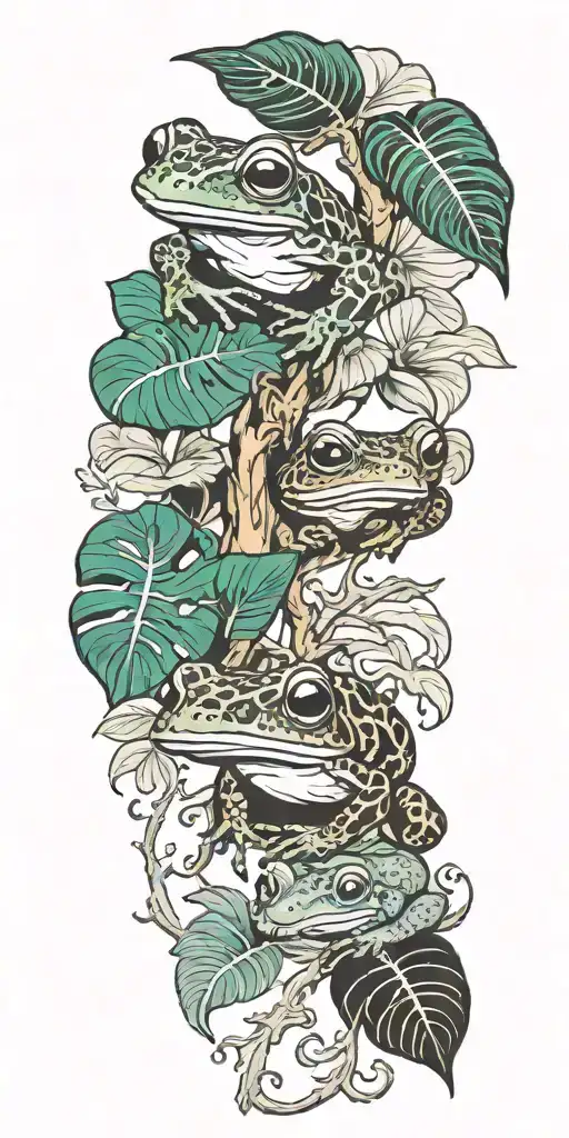 Coqui Frog Rainforest Family Tree Branches Puerto Rico Flag