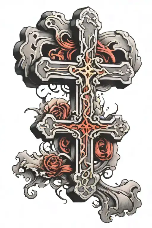 Cross In Shape With Weight Showing Good And Bad Side