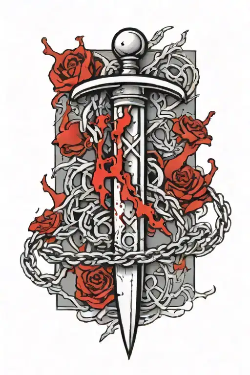 Scalpel With Blood And Barbed Wire