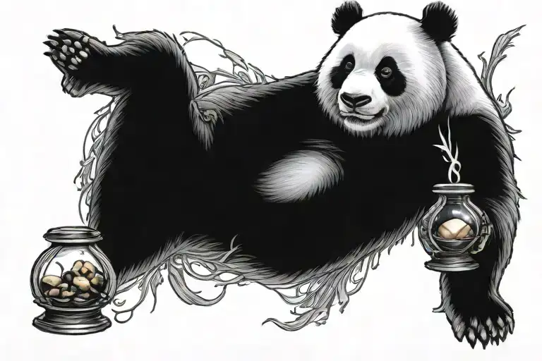 A Realistic Panda Like Buda With Hourglass In His Hands