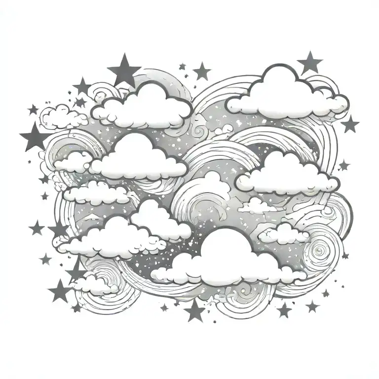 Swirling Clouds And Stars Night Sky