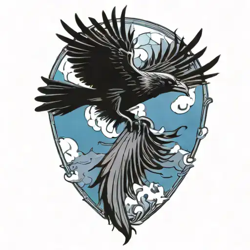 Gothic Raven Flying