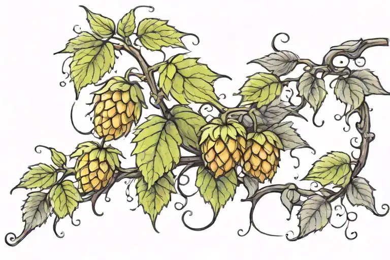 Hop Vine With Dew Drops