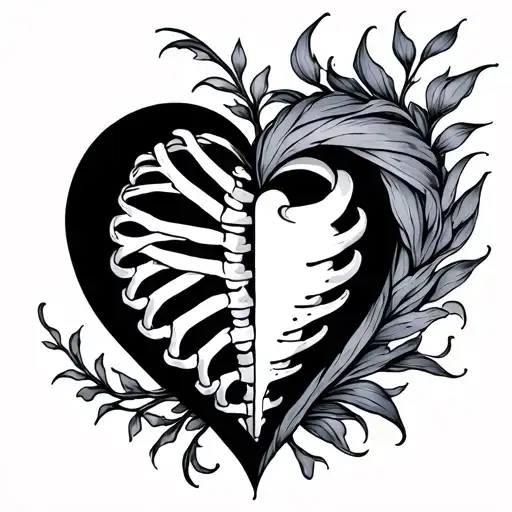 Forever Too Late Ribcage With Half A Heart Shape Inside
