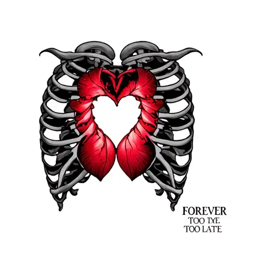 Forever Too Late Ribcage With Half A Heart Shape Inside Of The Ribs