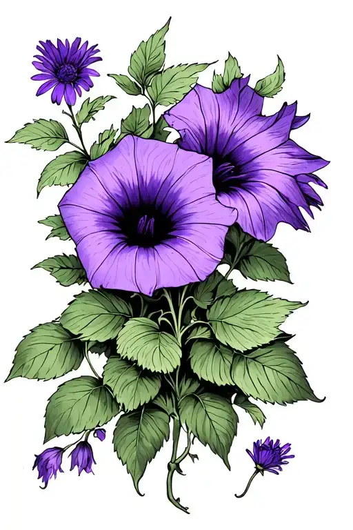 Purple Morning Glory And Aster Vine