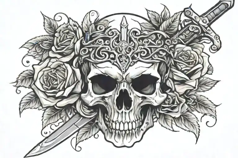 Sword Skull And Roses Masculine