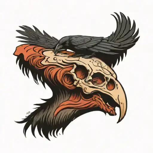 Raven Atop Animal Skull